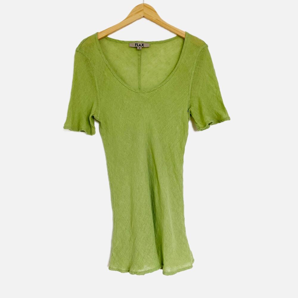 FLAX 100% Linen Short Sleeve Tunic Top Small